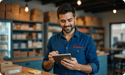 Profissional usando tablet em um estoque