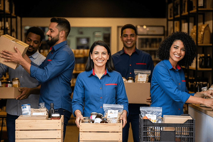 Equipe Meu Pedido organizando pedidos